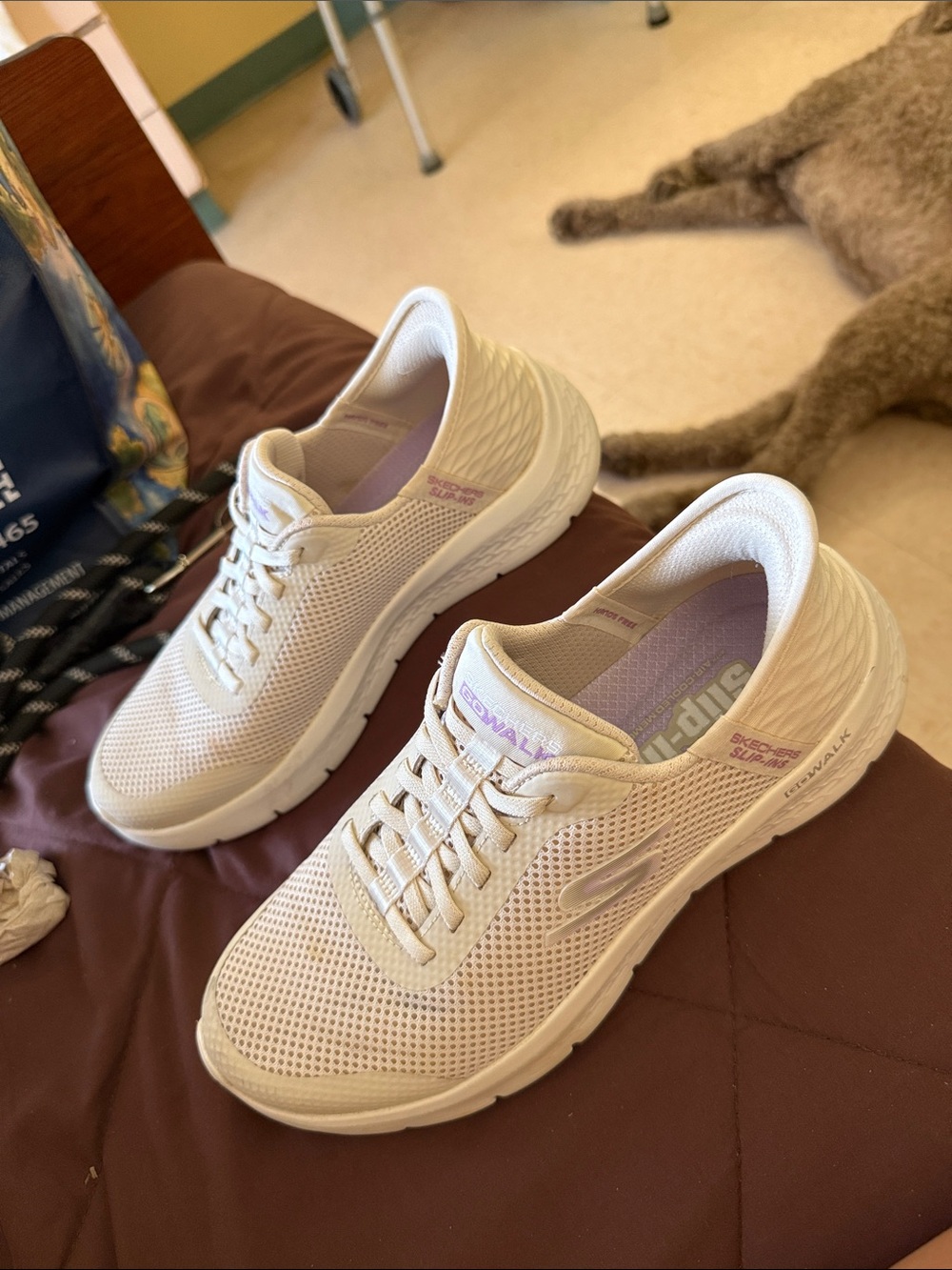 Skechers Women's White Sneakers with Pale Lavender Accents
